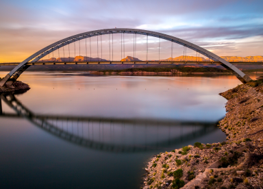 Bridge spanning over a body of water